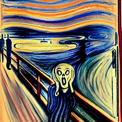 Prompt: donald trump in the scream by edward munch