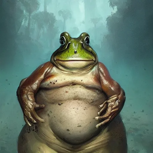 Image similar to hyper realistic big chungus frogman by greg rutkowski