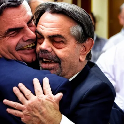 Image similar to lula tenderly hugging bolsonaro