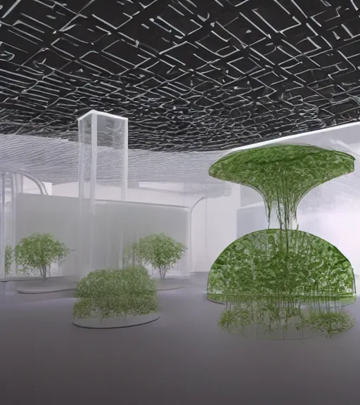 Image similar to x - ray bioremediation architecture installation, art exhibition, biennale, museum, vr, virtual