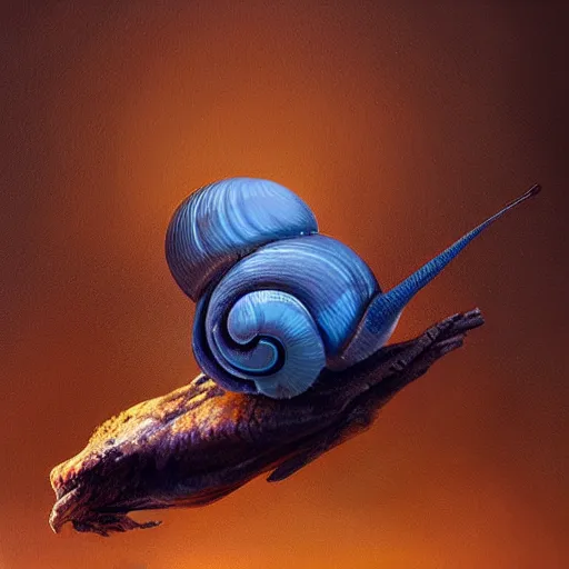 Image similar to snail with wings, oil painting, artstation, dramatic lighting, symmetry, beautiful