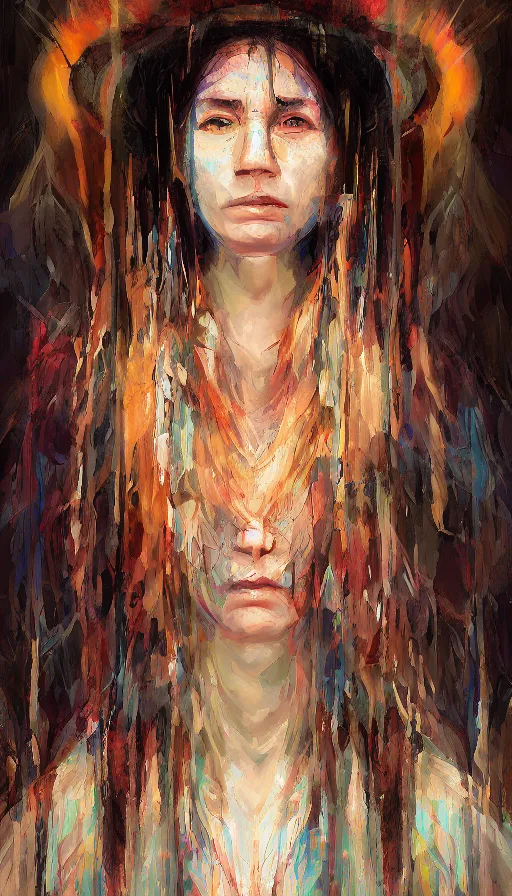 Image similar to portrait of a digital shaman, by wlop