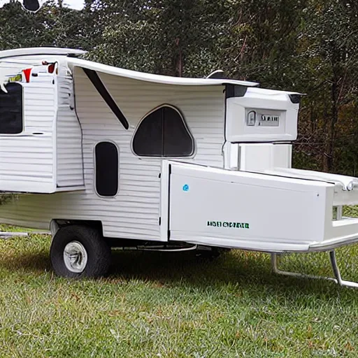 Prompt: camper shaped like a watsr closet toilette