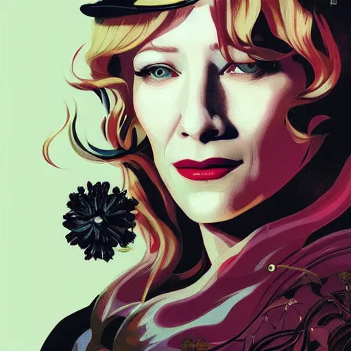 Image similar to cate blanchett, by Sachin Teng + Karol Bak + Rolf Armstrong