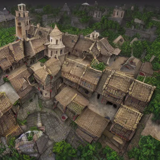 Prompt: A medieval village built on the head of chuthulu Highly detailed 3d fractal, volumetric lighting, sharp focus, ultra-detailed, hyperrealistic, complex, intricate, 3-point perspective, hyper detailed, unreal engine 5, IMAX quality, cinematic, finely detailed, small details, extra detail, symmetrical, high resolution, rendered 3D model, octane render, arnold render, PBR, path tracing, 8k, 4k, HD, hi-res, award-winning, awe-inspiring, ground-breaking, masterpiece , artgem, Dark Fantasy mixed with Socialist Realism, saturated colours