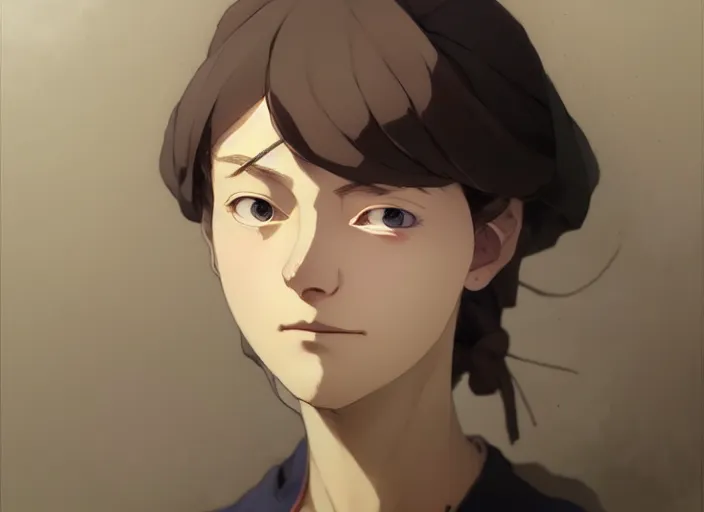 Image similar to 1 8 3 5 florence nightingale middle aged, character face study, faces only, concept art finely detailed perfect art, painted by greg rutkowski makoto shinkai takashi takeuchi studio ghibli, pinterest, cevagraf comics