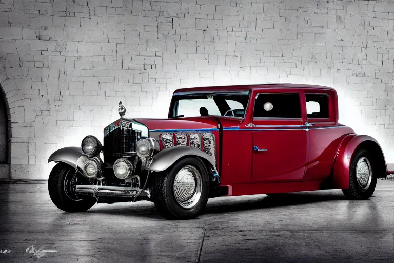 Prompt: full color photo of cyberpunk version of a 1 9 3 0 cadillac v 1 6