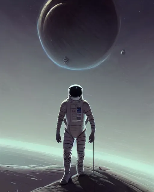 Image similar to professional ominous concept art of an astronaut walking on an alien planet by artgerm and greg rutkowski ( thin white border ). an intricate, elegant, highly detailed digital painting, concept art, smooth, sharp focus, illustration, in the style of cam sykes, wayne barlowe, igor kieryluk.