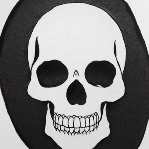 Image similar to skull outline tattoo design, black ink on white paper