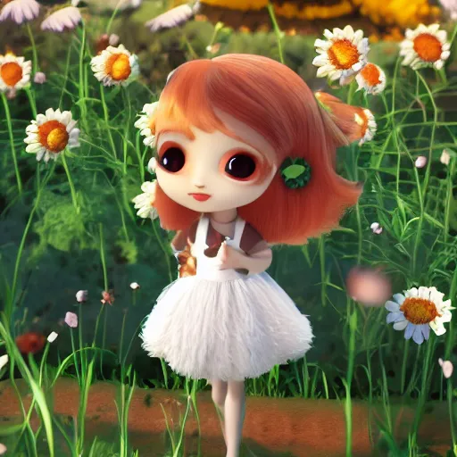 Image similar to lovely bee on a flower mini cute style, highly detailed, rendered, ray - tracing, cgi animated, 3 d demo reel avatar, soft shade, soft lighting