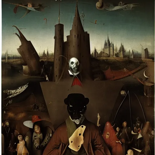 Prompt: portrait of the joker, drama, chaos matte painting by hieronymus bosch and zidislaw beksinsky