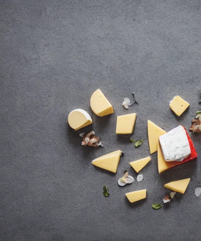 Prompt: high quality presentation photo of cute anthropomorphic grey mice eating cheese, photography 4k f1.8 anamorphic bokeh 4k Canon Nikon