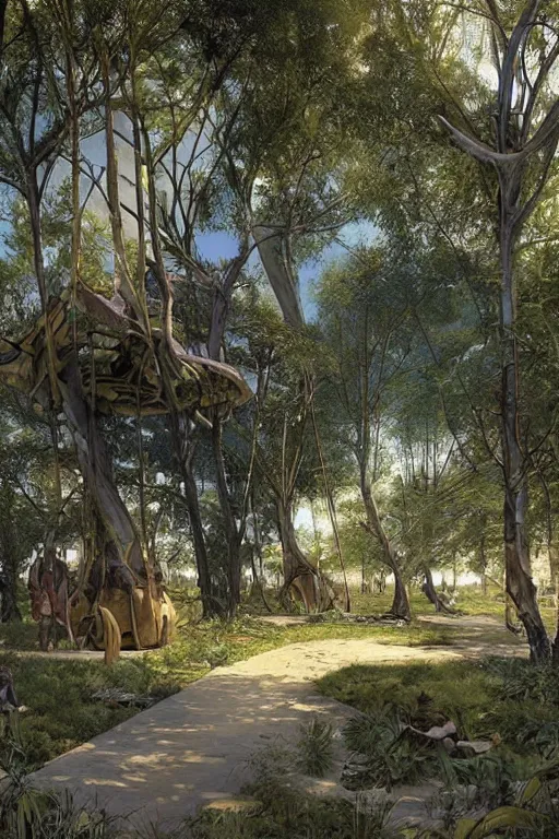 Image similar to an ecological art park, by alejandro burdisio and donato giancola and greg rutkowski - - width 1 0 2 4