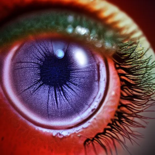 Image similar to close up view of an eye, the iris is a coronavirus, digital art, highly detailed