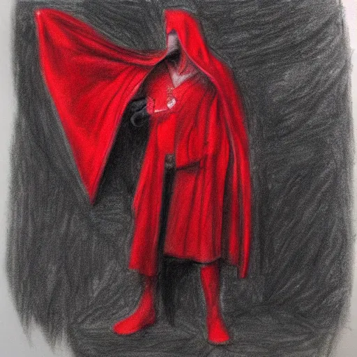 Prompt: a red robed occult sage, pencil sketch