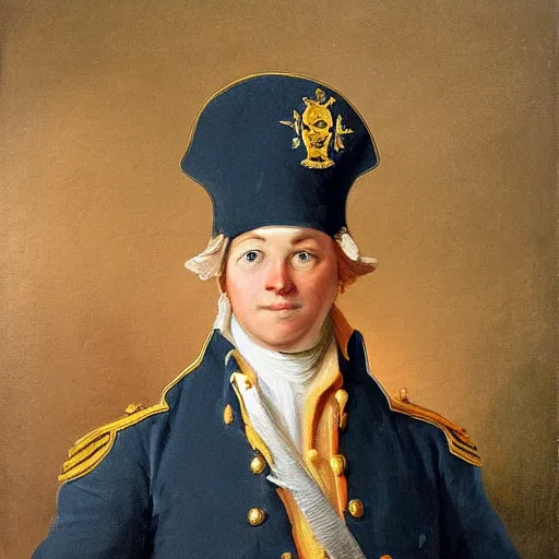 Prompt: A portrait of the Swedish war hero, naval officer Erik Hare, who is a rabbit, oil painting from 1787