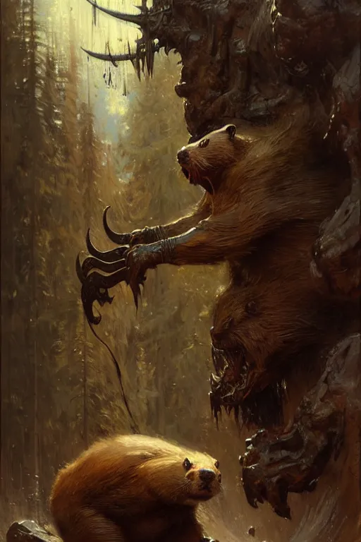 Image similar to beaver beast by gaston bussiere, bayard wu, greg rutkowski, giger, maxim verehin