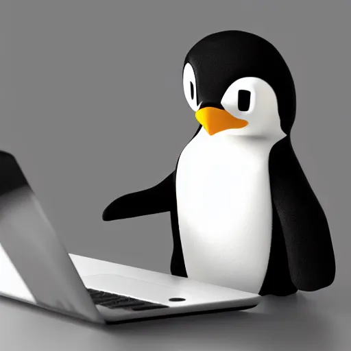 Prompt: pingu sitting behind a computer, 3 d render,, art, epic lighting