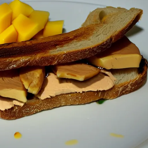 Image similar to sandwich with foie gras and honey and mango, amateur photo