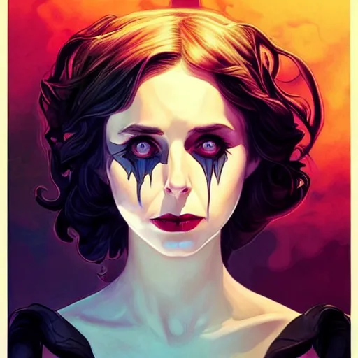 Prompt: in the style of joshua middleton, beautiful alison brie magician, black magic spells, creepy pose, bioshock, spooky, symmetrical face symmetrical eyes, three point lighting, detailed realistic eyes, aquapunk, insanely detailed and intricate elegant, artgerm, underwater home