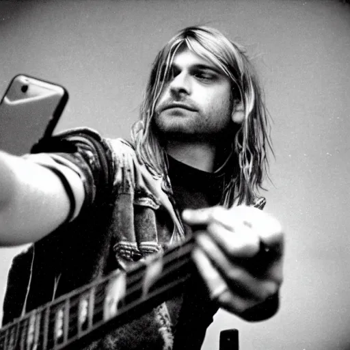 Image similar to kurt cobain taking a selfie