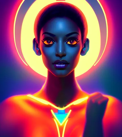 Image similar to symmetry!! egyptian princess of technology, solid cube of light, hard edges, product render retro - futuristic poster scifi, lasers and neon circuits, brown skin gorgeous egyptian princess, intricate, elegant, highly detailed, digital painting, artstation, concept art, smooth, sharp focus, illustration, dreamlike, art by artgerm