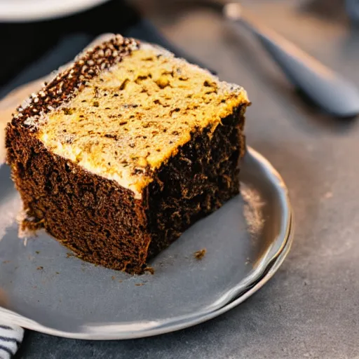 Prompt: professional photography of a cake made of vegemite