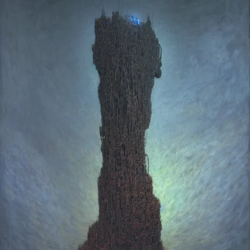 Prompt: A climber that codes A.I. - award-winning digital artwork by Beksinski, Dali, H. R. Giger, and Monet. Stunning lighting