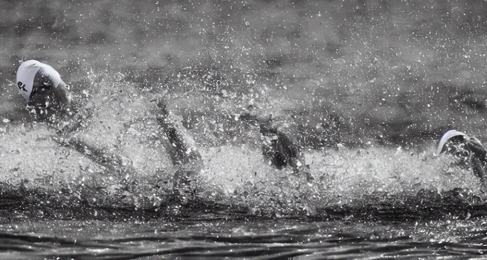 Image similar to olympic swimming in sand instead of water, extremely coherent, motion blur