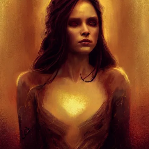 Image similar to majestic gracious regal aristocratic brunette female vampire portrait, atmospheric lighting, painted, menacing, intricate, volumetric lighting, beautiful, rich deep colours masterpiece, golden hour, sharp focus, ultra detailed, by leesha hannigan, ross tran, thierry doizon, kai carpenter, ignacio fernandez rios