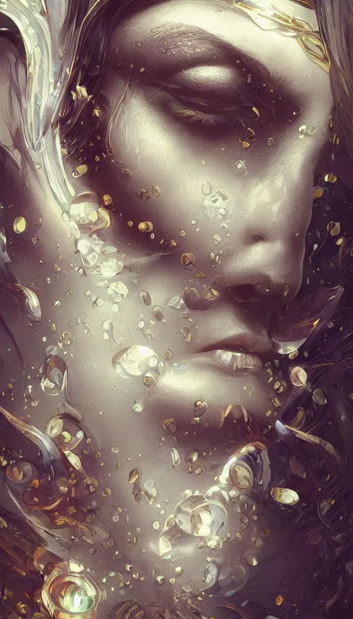 Image similar to tears waterfall, fame of thrones, lord of daggers, neon, fibonacci, sweat drops, insane, intricate, highly detailed, digital painting, artstation, concept art, smooth, sharp focus, illustration, Unreal Engine 5, 8K, art by artgerm and greg rutkowski and alphonse mucha