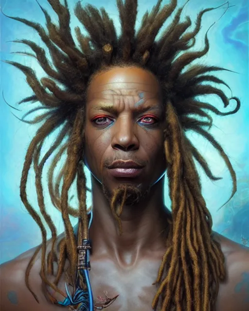 Prompt: a headshot of a bobby shmurder with dreadlocks, made of fractals facing each other, ultra realistic, wide angle, intricate details, the fifth element artifacts, highly detailed by peter mohrbacher, hajime sorayama, wayne barlowe, boris vallejo, aaron horkey, gaston bussiere, craig mullins