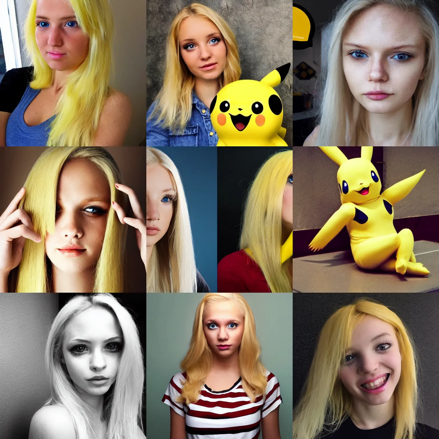 Prompt: photo _ of _ a _ blonde _ human _ that _ looks _ like _ pikachu