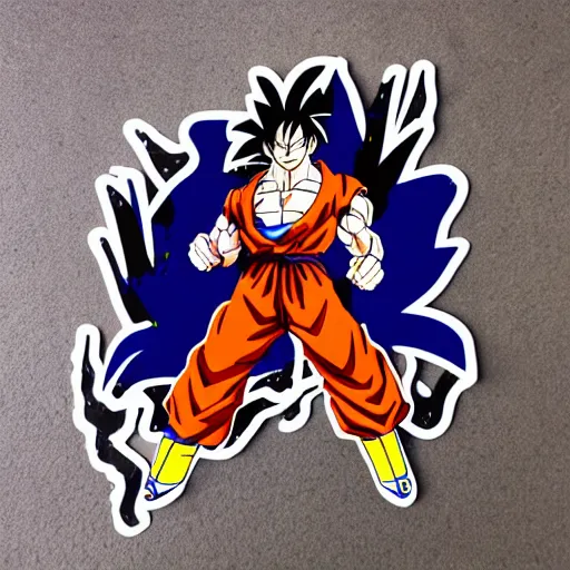 Image similar to die cut sticker, goku with a strawhat, splatter paint