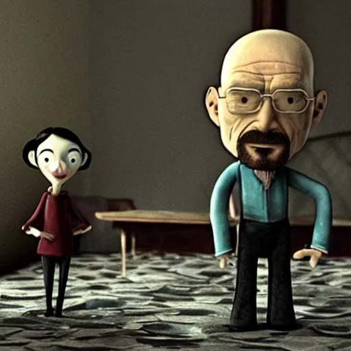 Image similar to A still of Walter White in the film Coraline, highly detailed, very detailed, extremely detailed, detailed, HD Quality, taken in the mid 2000s