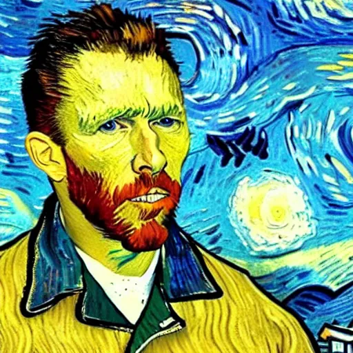 Prompt: van gogh painting of adam sandler, 4 k, hyper realistic, dslr, high resolution, landscape, beautiful