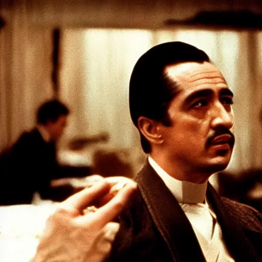 Prompt: The Godfather, still from movie In The Mood For Love, 35mm