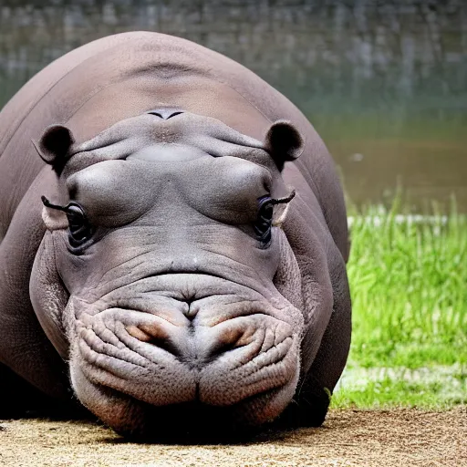 Image similar to a grumpy grumpy grumpy hippo