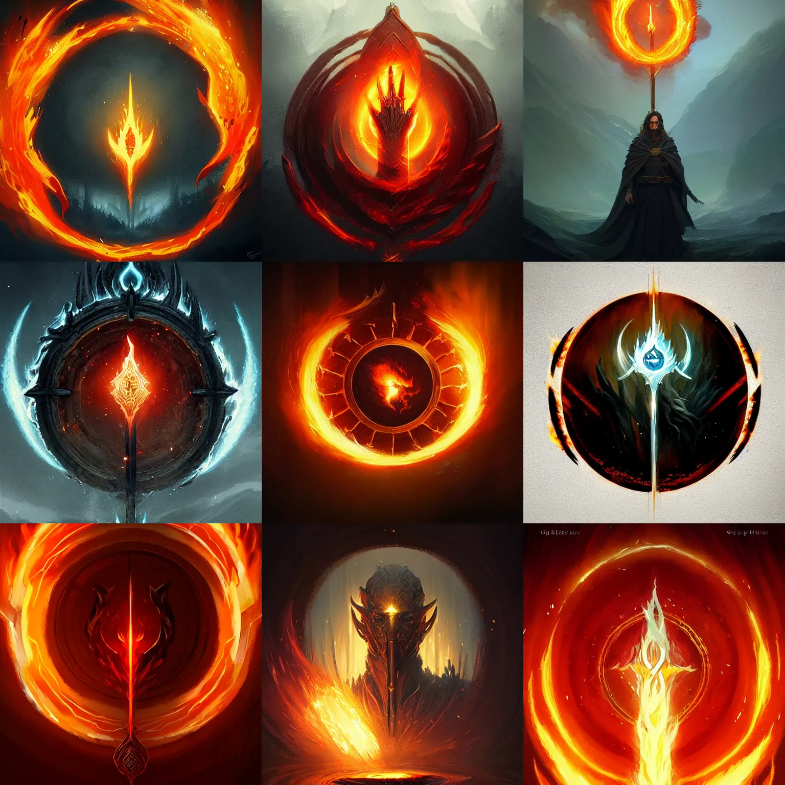 Prompt: holy fire spell art, elden ring style, fantasy game spell icon, by greg rutkowski