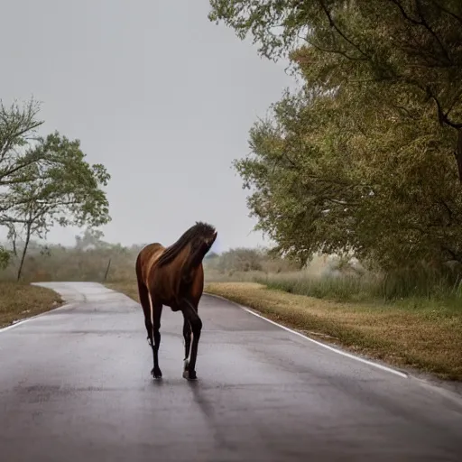 Image similar to horse on a rural highway