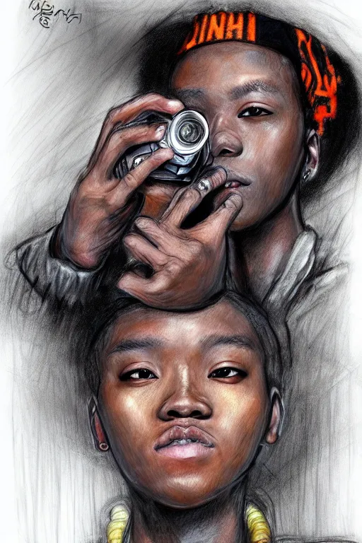 Image similar to hip hop not dead just life in underground, high definition, 8 0 m. m lens, realistic, sketch and art by jacqueline e, mongezi ncaphayi, color by bo feng lin, trending deviantart