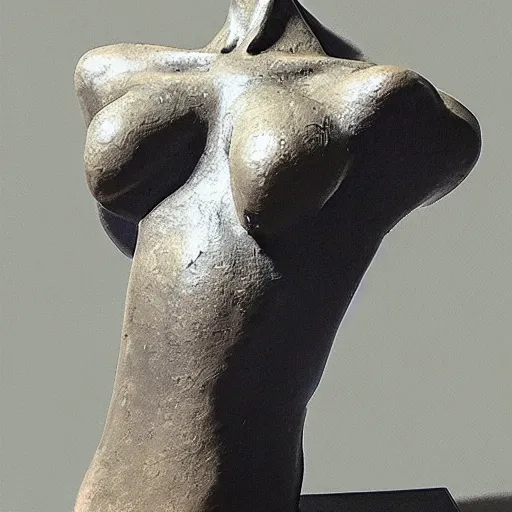 Image similar to grit upright sculpture vague oil on canvas by Alz Heimers