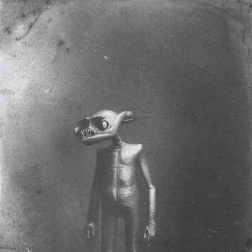 Image similar to daguerrotype of the first alien sighting in 1 8 8 5