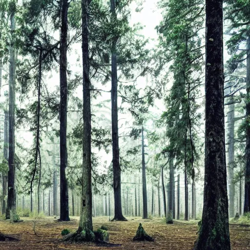 Prompt: Forest of large majestic trees, washed out, background image, no text