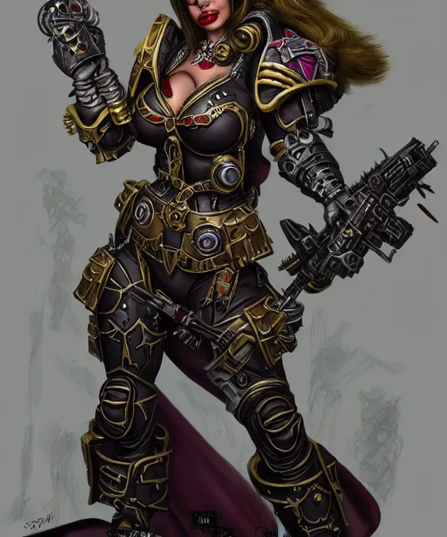 Image similar to Sofia Vergara as a battle sister from Warhammer 40k, highly detailed, intricate, concept art, artstation