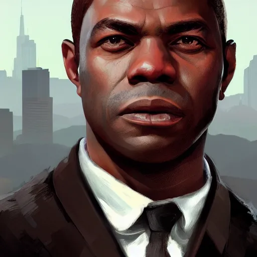 Image similar to portrait of franklin clinton from the game grand theft auto v,digital art,ultra realistic,ultra detailed,art by greg rutkowski,detailed face