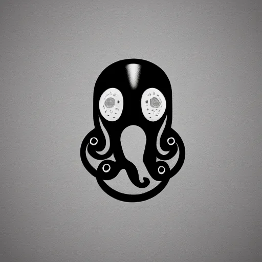 Image similar to cyborg octopus in headphones, logo, digital art, minimalism