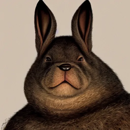 Image similar to portrait of the real life Big Chungus, highly detailed, digital painting, trending on artstation, concept art, smooth, sharp focus, by caravaggio