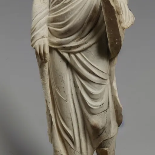 Image similar to greek marble statue of a nekomimi prophet wearing clothes, masterwork sculpture