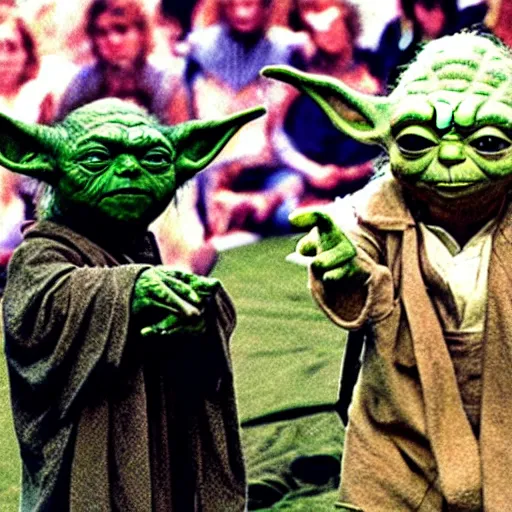 Image similar to yoda performing at woodstock